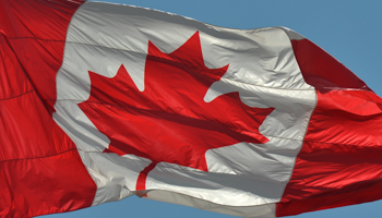 The Canadian flag flies in Edmonton, Alberta on August 23 (Artur Widak/NurPhoto/Shutterstock)