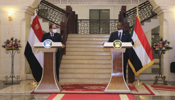 Egyptian President Abdel Fattah el-Sisi and Sudanese General Abdel Fattah Abdelrahman al-Burhan, March 2021 (Uncredited/AP/Shutterstock)