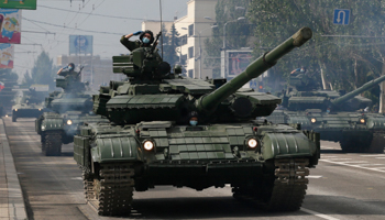 Russian-made T-72 tanks in Donetsk, eastern Ukraine, June 2020 (Dave Mustaine/EPA-EFE/Shutterstock)