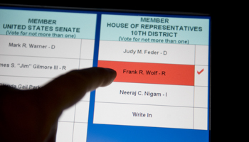 Electronic voting machines, Virginia, 2008 (Greg Mathieson/Shutterstock)