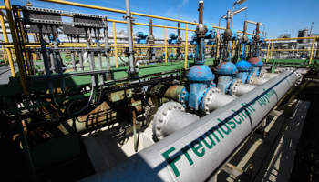A Russian oil pipeline section at a refinery in Germany (Clemens Bilan/EPA-EFE/Shutterstock)