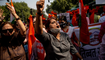 An anti-China protest in Delhi in October 2020 (Altaf Qadri/AP/Shutterstock)