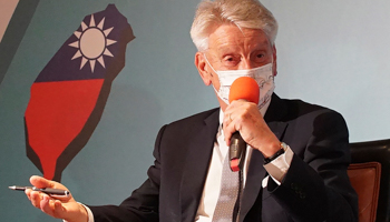 French Senator Alain Richard speaks during a press conference in Taipei (Wu Taijing/AP/Shutterstock)