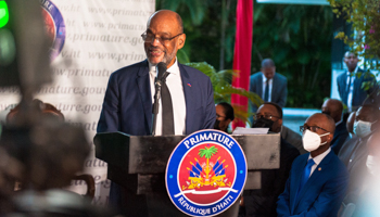 Prime Minister Ariel Henry speaks during the presentation of the new ministerial cabinet in Port-au-Prince, November 24 (Sabin Johnson/EPA-EFE/Shutterstock)