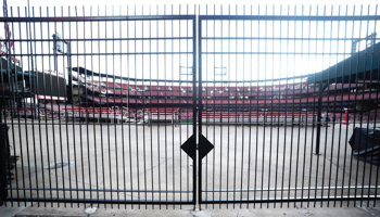 Locked gates at Busch Stadium in St Louis, Missouri, home of the St Louis Cardinals, December 2 (Bill Greenblatt/UPI/Shutterstock)