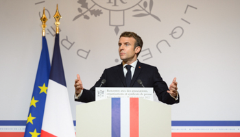 French President Emmanuel Macron (Eric Tschaen-Pool/SIPA/Shutterstock)