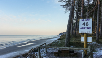 The Baltic coast at Lubiatowo in Pomorskie region, named by the government as the preferred location for Poland's first large nuclear power plant, Lubiatowo, January 9 (Michal Fludra/NurPhoto/Shutterstock)