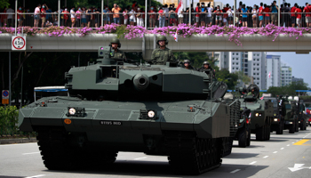 A drive-past of Singapore Armed Forces military vehicles on the city-state's National Day in August 2020 (How Hwee Young/EPA-EFE/Shutterstock)