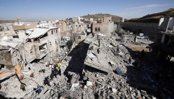 Sana'a buildings hit by Saudi-Emirati airstrikes, January 18 (Yahya Arhab/EPA-EFE/Shutterstock)