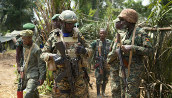 Ugandan and Congolese soldiers carry out joint operations around Beni, North Kivu, December 10, 2021 (Xinhua/Shutterstock)