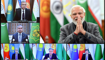 Indian Prime Minister Narendra Modi (top right) hosting yesterday's online India-Central Asia Summit (EyePress News/Shutterstock)