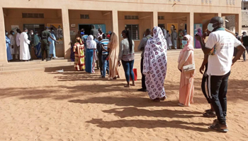 Voters queue outside voting station in Dakar during January 23 local elections (Chine Nouvelle/SIPA/Shutterstock)