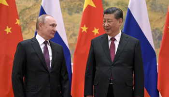 Presidents Vladimir Putin (L) and Xi Jinping meet in Beijing, February 4 (Alexei Druzhinin/AP/Shutterstock)