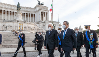 Italian President Sergio Mattarella (left) and Prime Minister Mario Draghi (right) (Quirinale press office/AGF/Shutterstock)