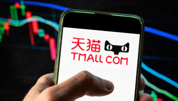 Tmall logo displayed on a smartphone (Budrul Chukrut/SOPA Images/Shutterstock)