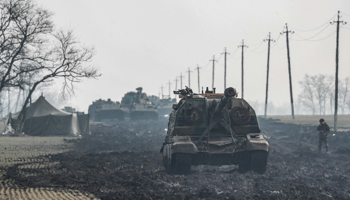 Russian armoured vehicles close to eastern Ukraine, February 22 (Yuri Kochetkov/EPA-EFE/Shutterstock