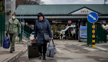 Ukrainians entering Slovakia on February 25 (Martin Divisek/EPA-EFE/Shutterstock)