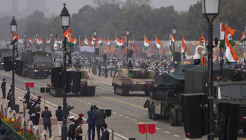 An armoured division of the army passing by during the Republic Day parade in Delhi last month (Manish Swarup/AP)