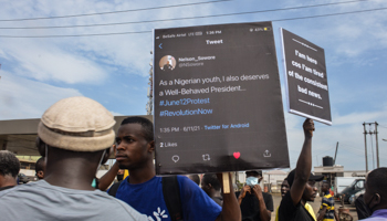 Anti-government protestors in Nigeria (Olukayode Jaiyeola/NurPhoto/Shutterstock)