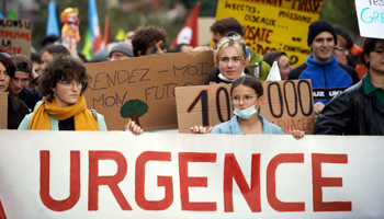 Protesters in France stress the urgent need for climate action. Toulouse, November 2021 (Alain Pitton/NurPhoto/Shutterstock)