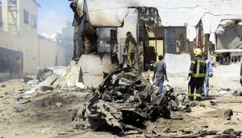Authorities respond following a suicide bomb blast in Mogadishu, January 12, 2022 (Said Yusuf Warsame/EPA-EFE/Shutterstock)