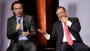 Gutierrez and Petro participate in a debate ahead of their primaries. Bogota, January 25 (Ivan Valencia/AP/Shutterstock)