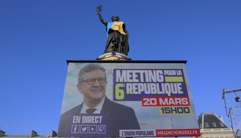 Poster of Jean-Luc Melenchon, France's far-left president candidate (Alfonso Jimenez/Shutterstock)