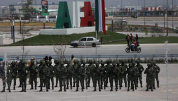 Soldiers at the opening of the AIFA. Mexico State, March 21 (Sashenka Gutierrez/EPA-EFE/Shutterstock)
