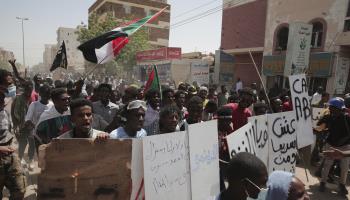Sudanese protestors march to condemn last October’s coup, March 31, 2022 (Marwan Ali/AP/Shutterstock)