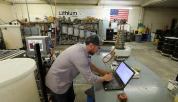 A technician at the Lithium Americas Corp. plant in Reno, Nevada, June 7, 2021 (Carolyn Cole/Los Angeles Times/Shutterstock)