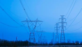 Hydro electricity transmission towers at dusk, Quebec (Perry Mastrovito/imageBROKER/Shutterstock)