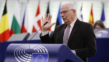 EU foreign policy chief Josep Borrell speaks in the the European Parliament debate on the war in Ukraine, Strasbourg, April 6 (Ronald Wittek/EPA-EFE/Shutterstock)