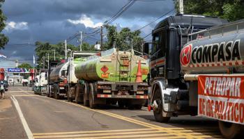 Truckers blocking roads in protest at the fuel price stabilisation bill (Nathalia Aguilar/EPA-EFE/Shutterstock)