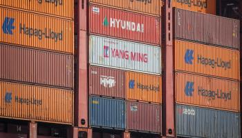 Containers are stacked on board a container ship (Focke Strangmann/EPA-EFE/Shutterstock)