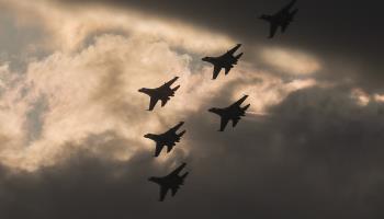 Sukhoi Su-35 fighter jets performing at an airshow in Russia in 2021 (Sergei Ilnitsky/EPA-EFE/Shutterstock)
