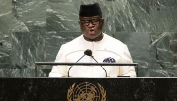 Sierra Leone's President Julius Maada Bio addresses the UN General Assembly (Justin Lane/UPI/Shutterstock)