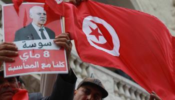 Pro-Saied demonstrators in Tunisia, May 8 (Mohamed Hammi/Sipa Press/Shutterstock)