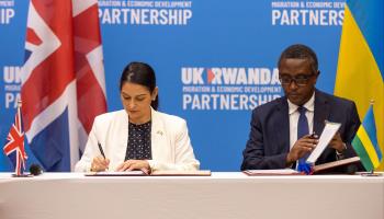 British Home Secretary Priti Patel signs refugee hosting agreement with Rwandan Foreign Minister Vincent Biruta (Muhizi Olivier/AP/Shutterstock)