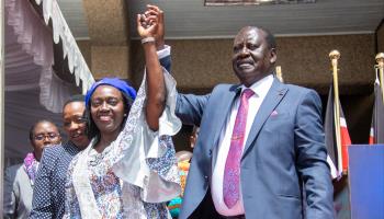 Presidential candidate Raila Odinga and his running mate Martha Karua attend a rally, Nairobi, Kenya, May 16 (Xinhua/Shutterstock)