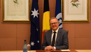 Australian Prime Minister Anthony Albanese seen at Parliament House in Canberra, May 30 (Lukas Coch/EPA-EFE/Shutterstock)