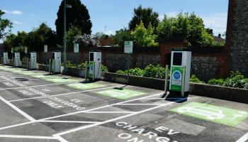 Electric car chargers in Wallingford, United Kingdom (Geoffrey Swaine/Shutterstock)