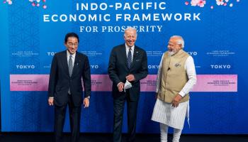 President Joe Biden with India's Prime Minister Narendra Modi (right) and Japan's Prime Minister Fumio Kishida at the launch of the IPEF in Tokyo, May 23 (EyePress News/Shutterstock)