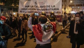 Street protests in Lima over the new law reversing university reforms (Aldair Mejia/EPA-EFE/Shutterstock)