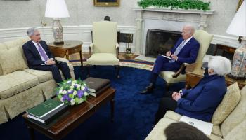 Powell, Biden and Yellen meet, May 31, Washington DC (Shutterstock)