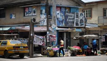 A printing house on a street in Lagos's Shomolu district (Akintunde Akinleye/EPA-EFE/Shutterstock)
