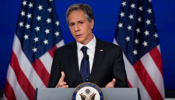 Secretary of State Antony Blinken giving a speech outlining the Biden administration's China policy (Carolyn Kaster/AP/Shutterstock)