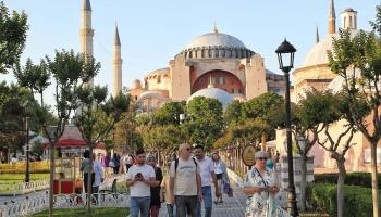 Tourists walking near the Hagia Sophia mosque, Istanbul, June 14 (Xinhua/Shutterstock)