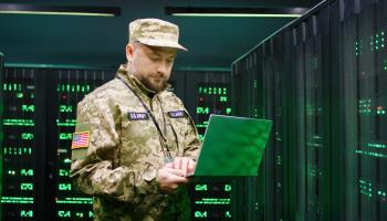 US Army officer in a military monitoring service room. (Shutterstock)