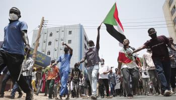 Sudanese march to protest the October 2021 coup, June 30 (Marwan Ali/AP/Shutterstock)