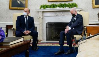 US President Joe Biden meets Israeli Prime Minister Naftali Bennett, White House, Washington, United States, August 27, 2021 (Evan Vucci/AP/Shutterstock)